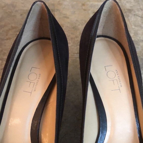 Suede leather trim chocolate brown Loft Avery Heel - Picture 4 of 7